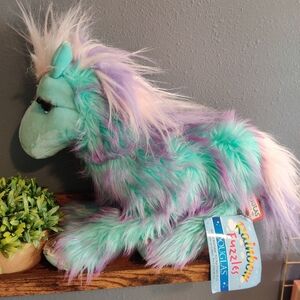 Rainbow Fuzzles Veda Unicorn Plush Douglas Cuddle Toys 15" Teal Purple Sequin